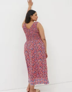 FatFace Anna Meadow Midi Dress Tomato Red Outlet