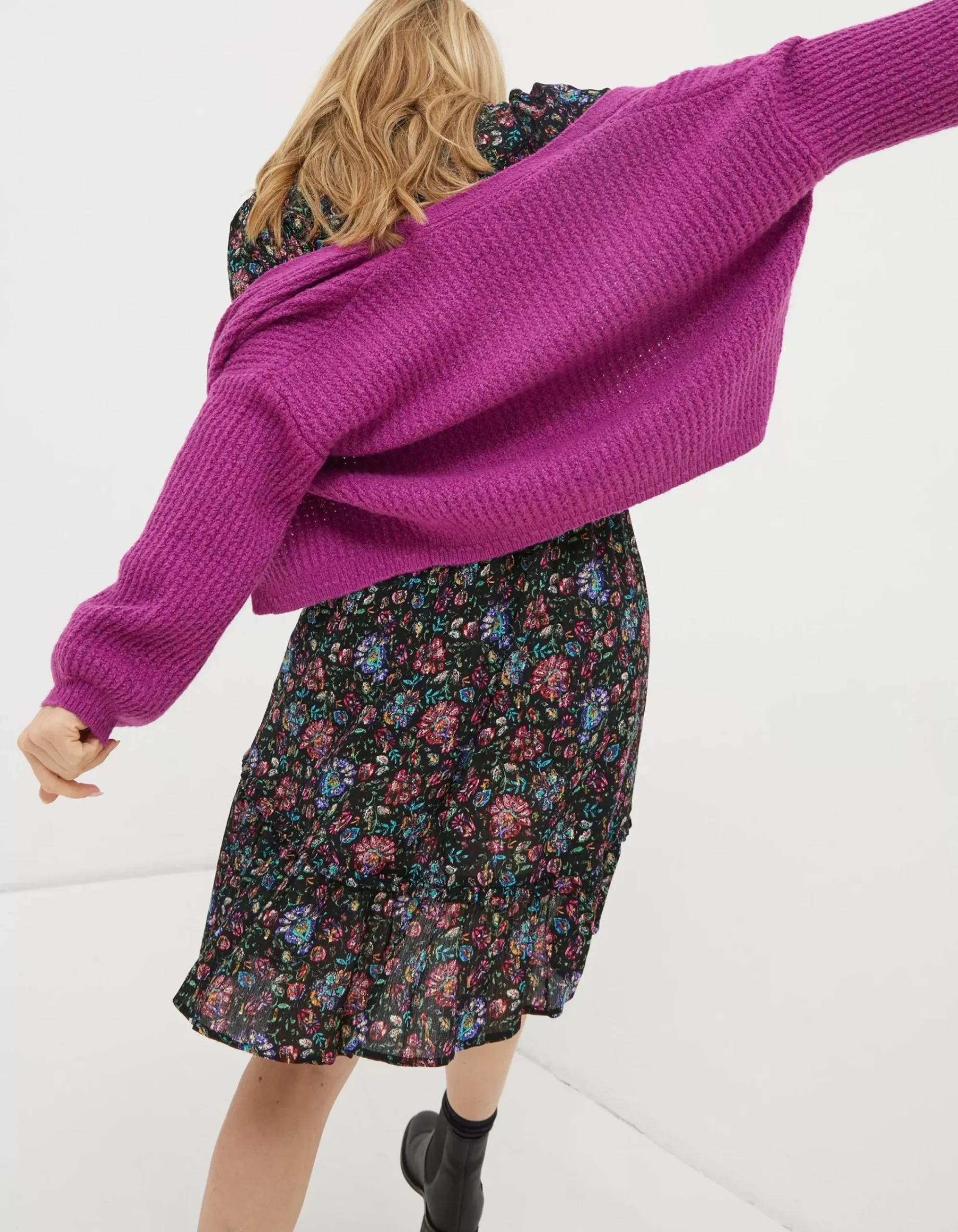 FatFace Anna Short Cardigan Pink Outlet