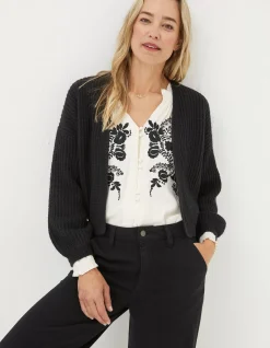 FatFace Anna Short Cardigan Black Hot