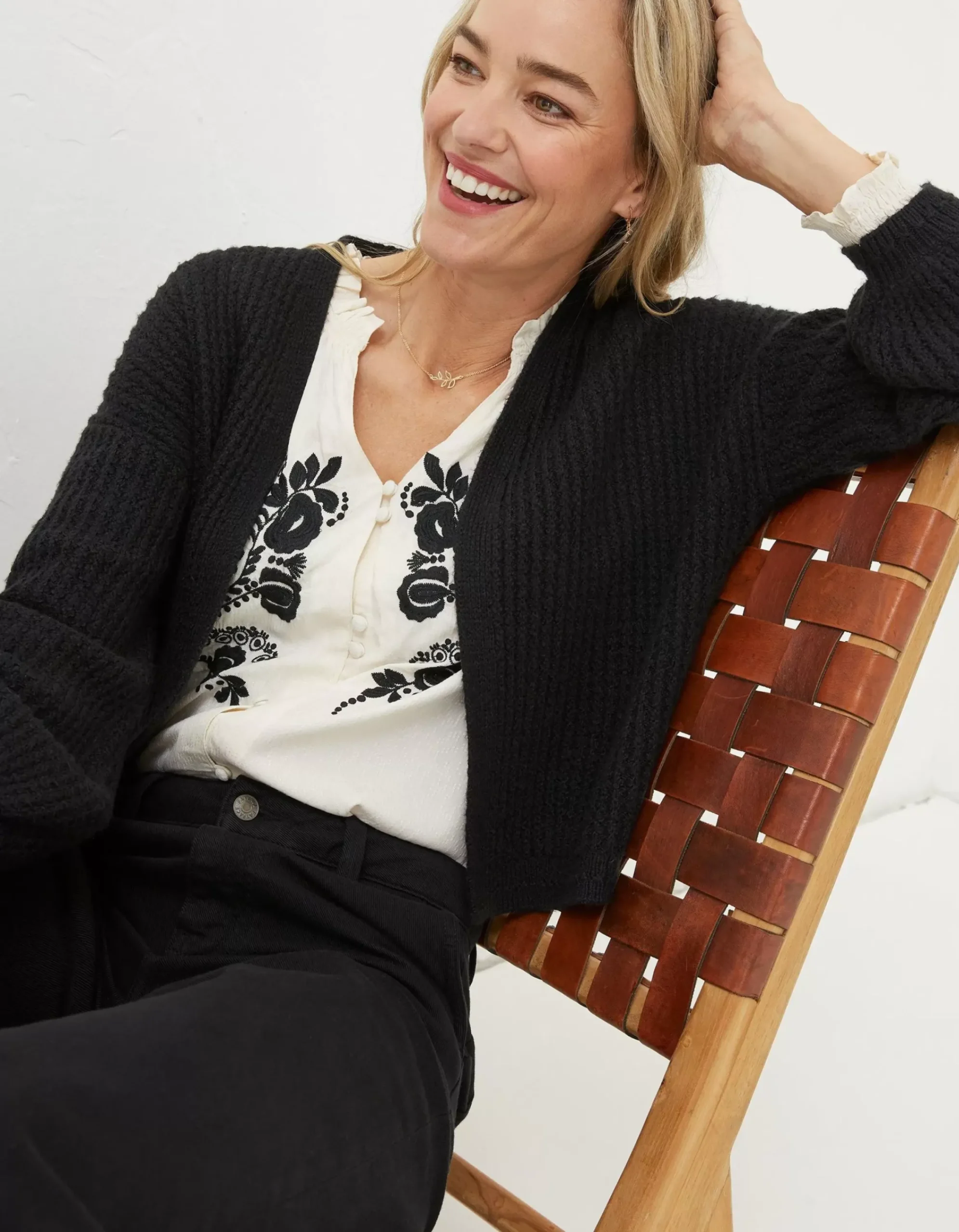 FatFace Anna Short Cardigan Black Hot