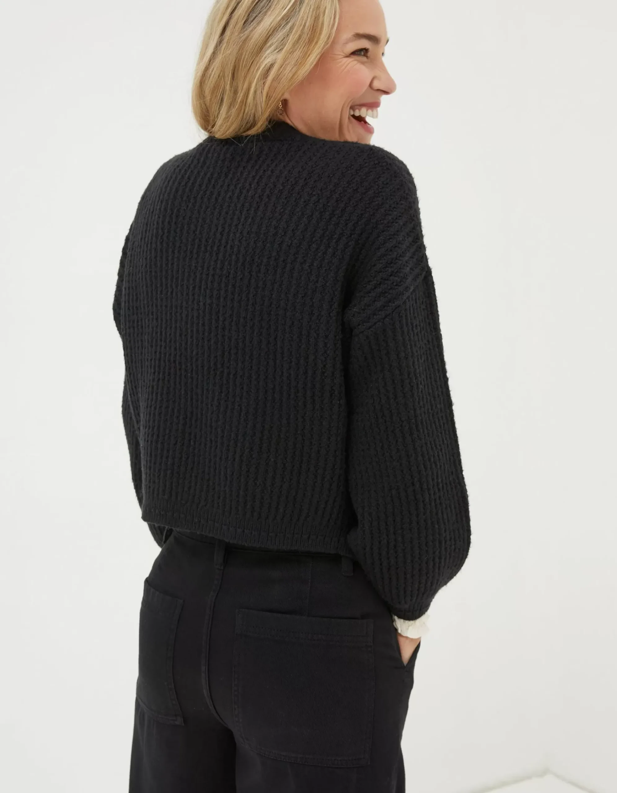 FatFace Anna Short Cardigan Black Hot