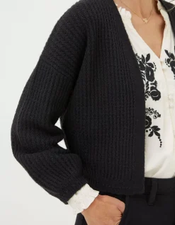 FatFace Anna Short Cardigan Black Hot