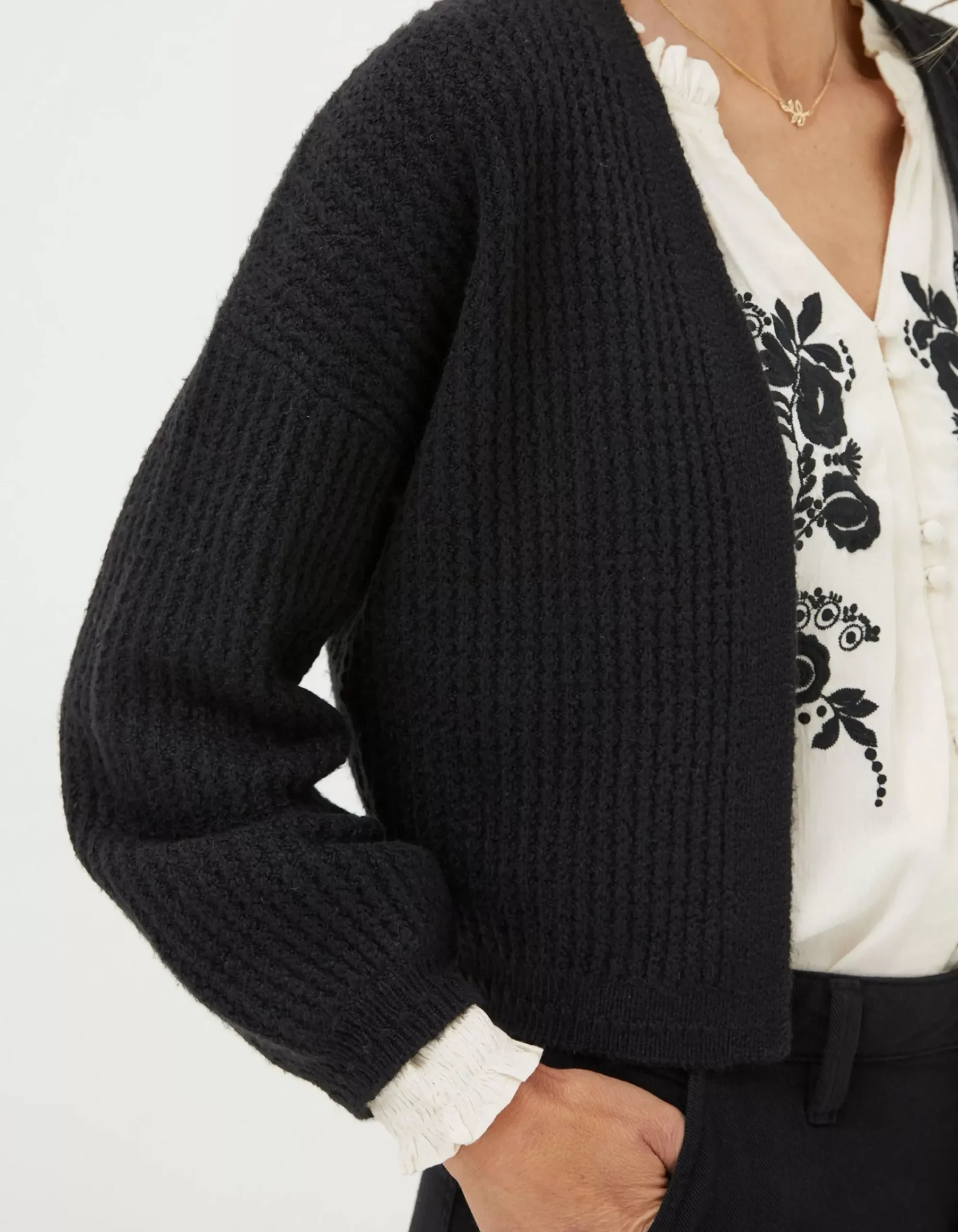 FatFace Anna Short Cardigan Black Hot