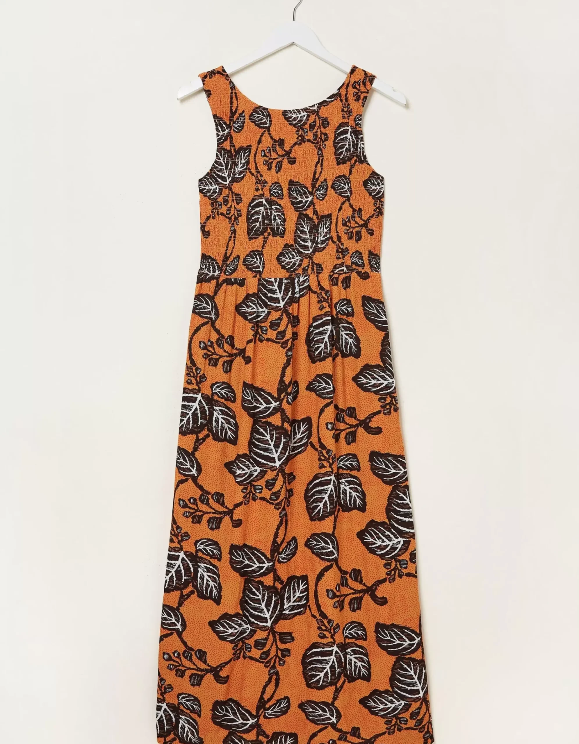 FatFace Anna Vine Floral Midi Dress Golden Yellow Clearance