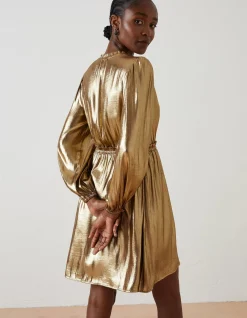FatFace Annabelle Metallic Dress Bronze