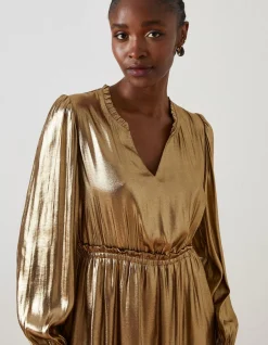 FatFace Annabelle Metallic Dress Bronze