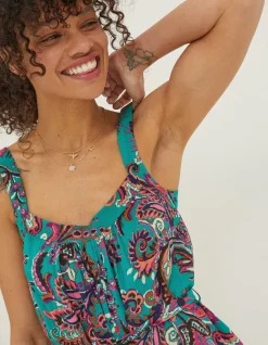 FatFace Annie Festival Floral Playsuit Teal Green New