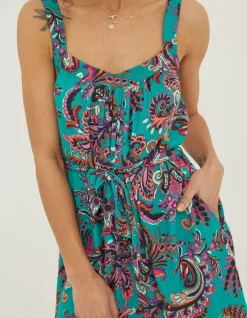 FatFace Annie Festival Floral Playsuit Teal Green New