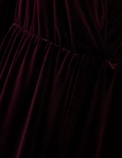 FatFace Annie Velvet Dress Dark Plum Clearance
