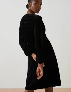 FatFace Annie Velvet Dress Black Sale