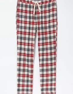 FatFace Argyll Checked Pyjama Bottoms Off White New