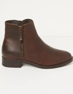 FatFace Aria Ankle Zip Boots Chocolate Brown Best