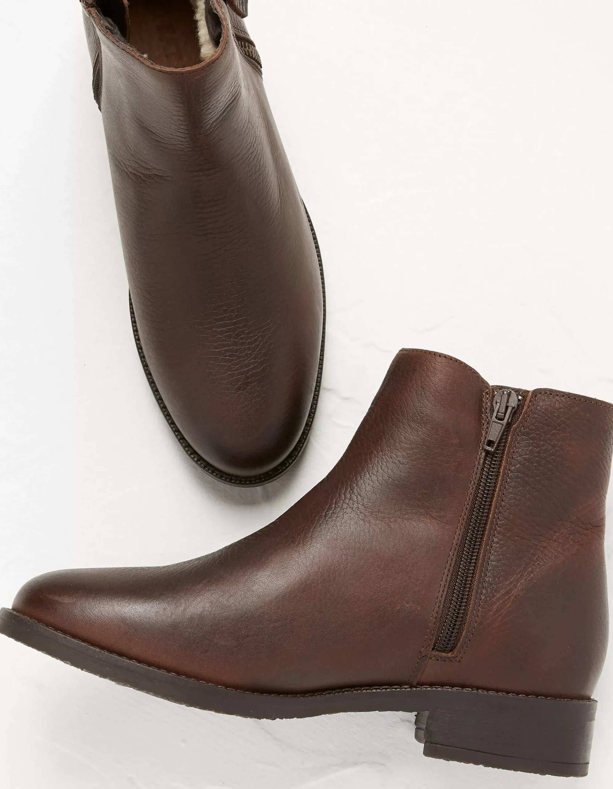 FatFace Aria Ankle Zip Boots Chocolate Brown Best