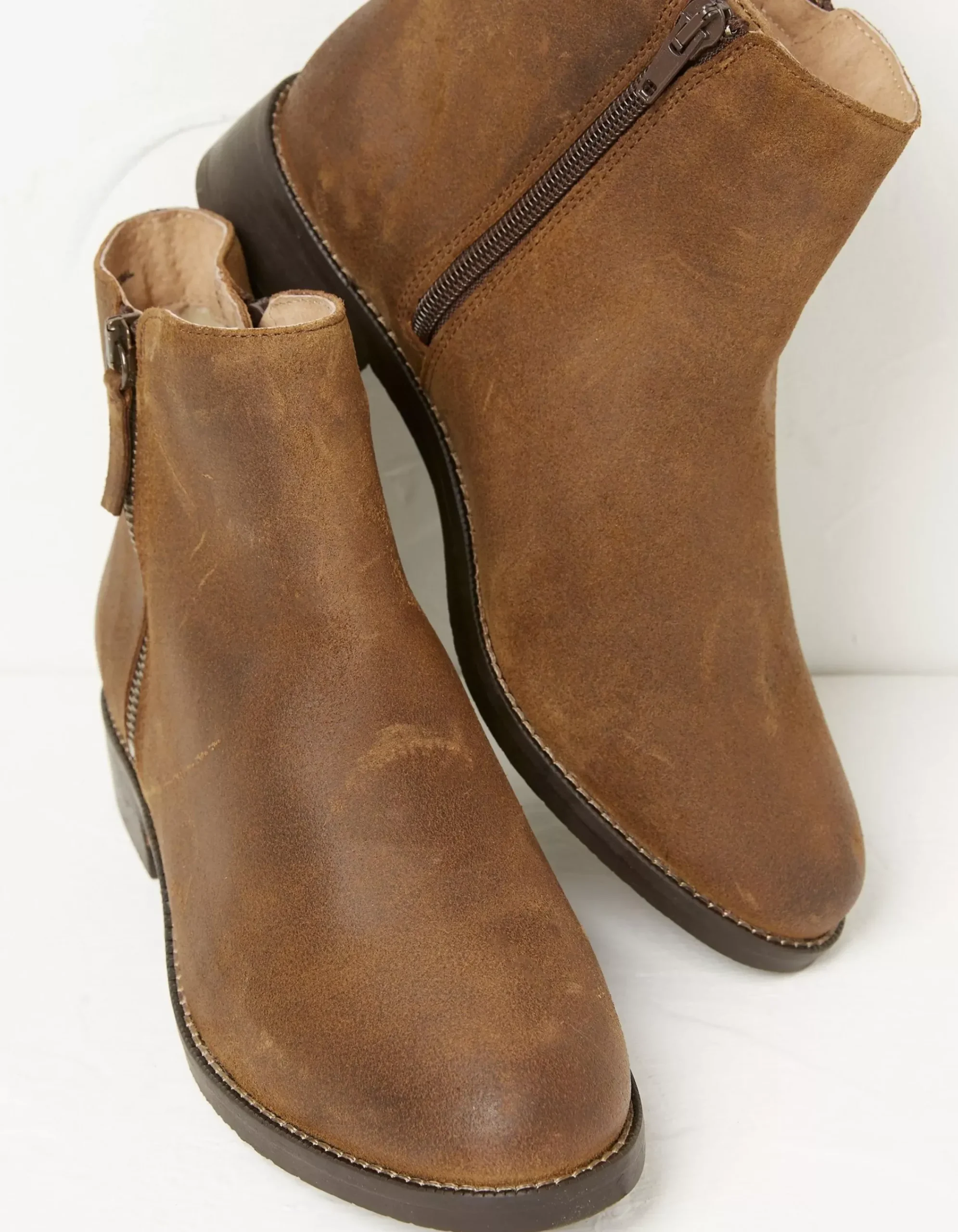 FatFace Aria Ankle Zip Boots Tan Discount