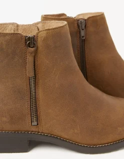 FatFace Aria Ankle Zip Boots Tan Discount
