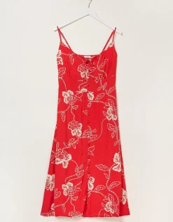 FatFace Ariel Batik Red Midi Dress Tomato Red