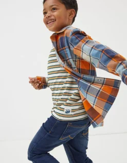 FatFace Arlo Check Shirt Orange Outlet
