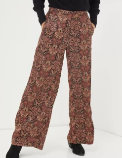 FatFace Art Floral Satin Printed Trousers Black Hot