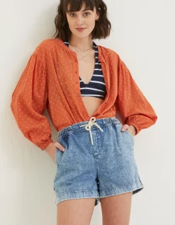 FatFace Ashby Pull On Denim Short Mid Blue Discount