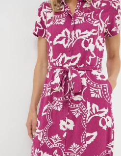 FatFace Aster Wallpaper Floral Midi Dress Plum Hot