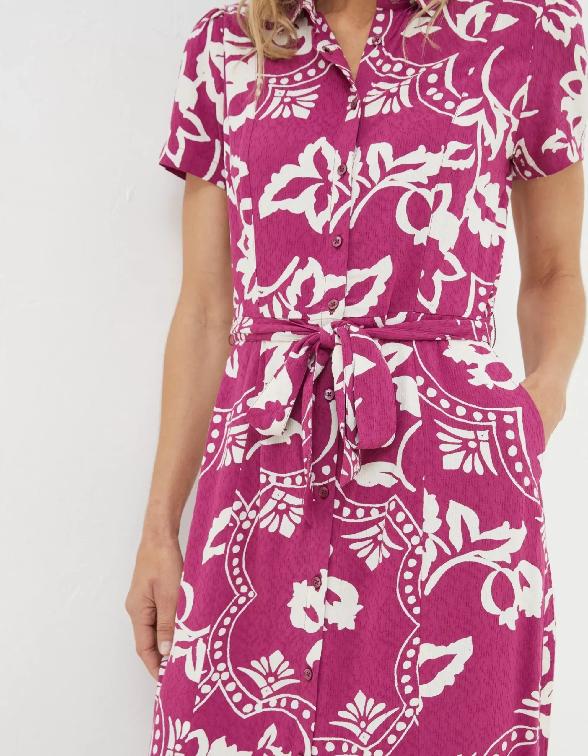 FatFace Aster Wallpaper Floral Midi Dress Plum Hot