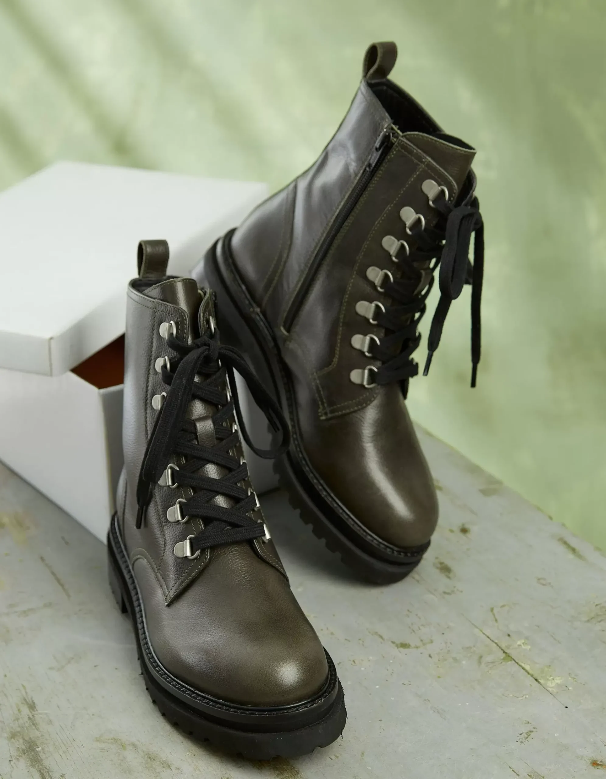 FatFace Aureilia Ankle Hiker Boot Olive Green Outlet
