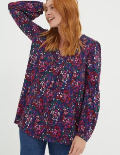 FatFace Aurelia Abstract Marks Tunic Purple Discount