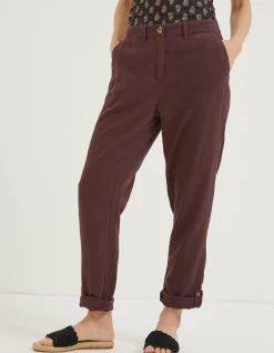 FatFace Austell Linen Blend Jogger Dark Brown Hot