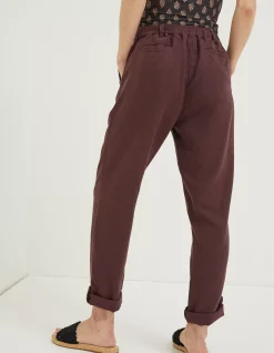 FatFace Austell Linen Blend Jogger Dark Brown Hot