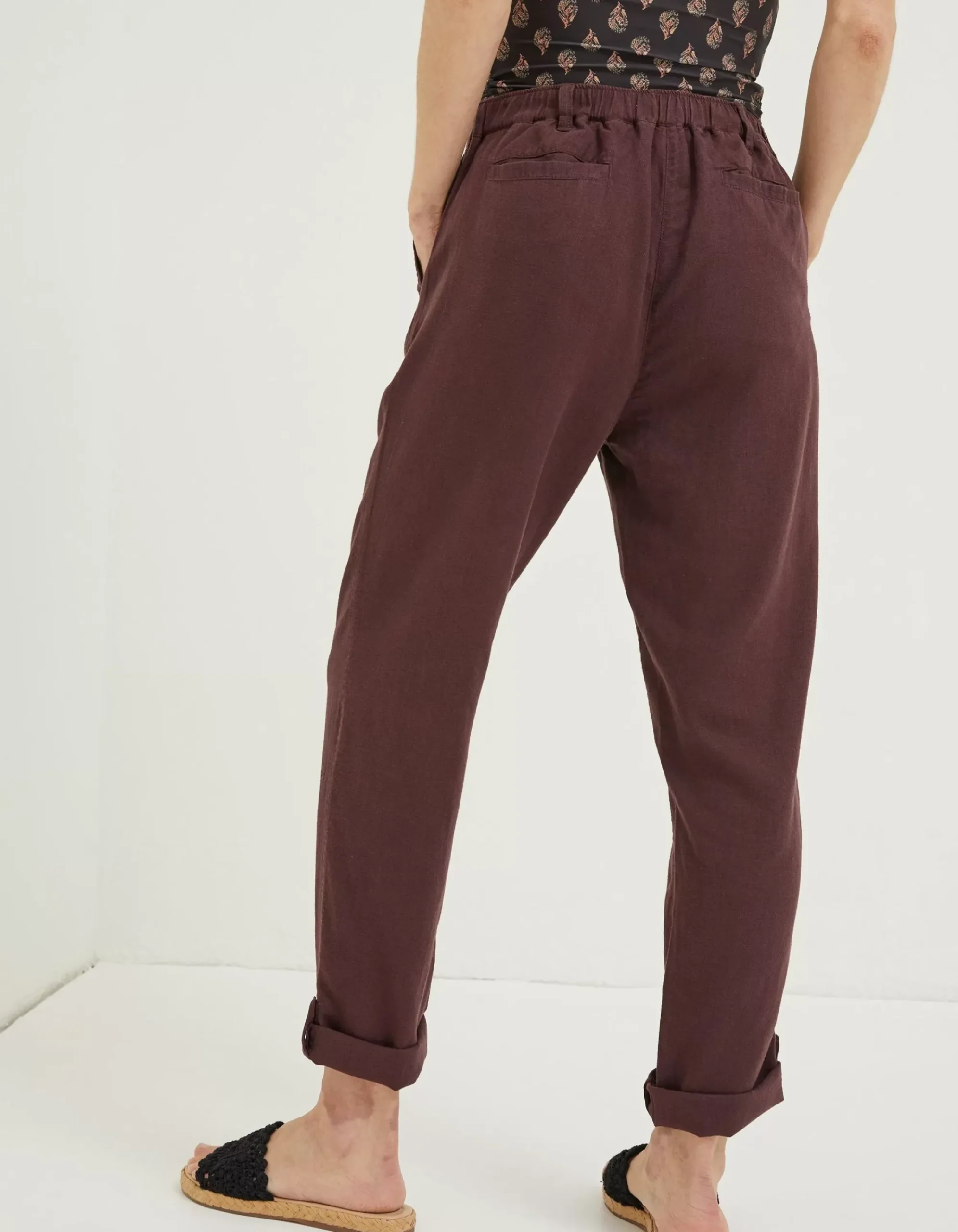 FatFace Austell Linen Blend Jogger Dark Brown Hot