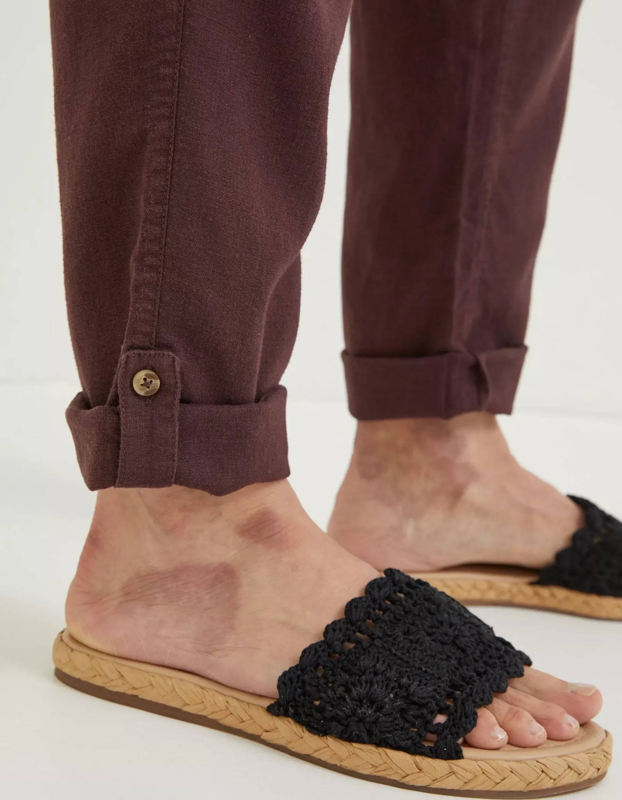 FatFace Austell Linen Blend Jogger Dark Brown Hot
