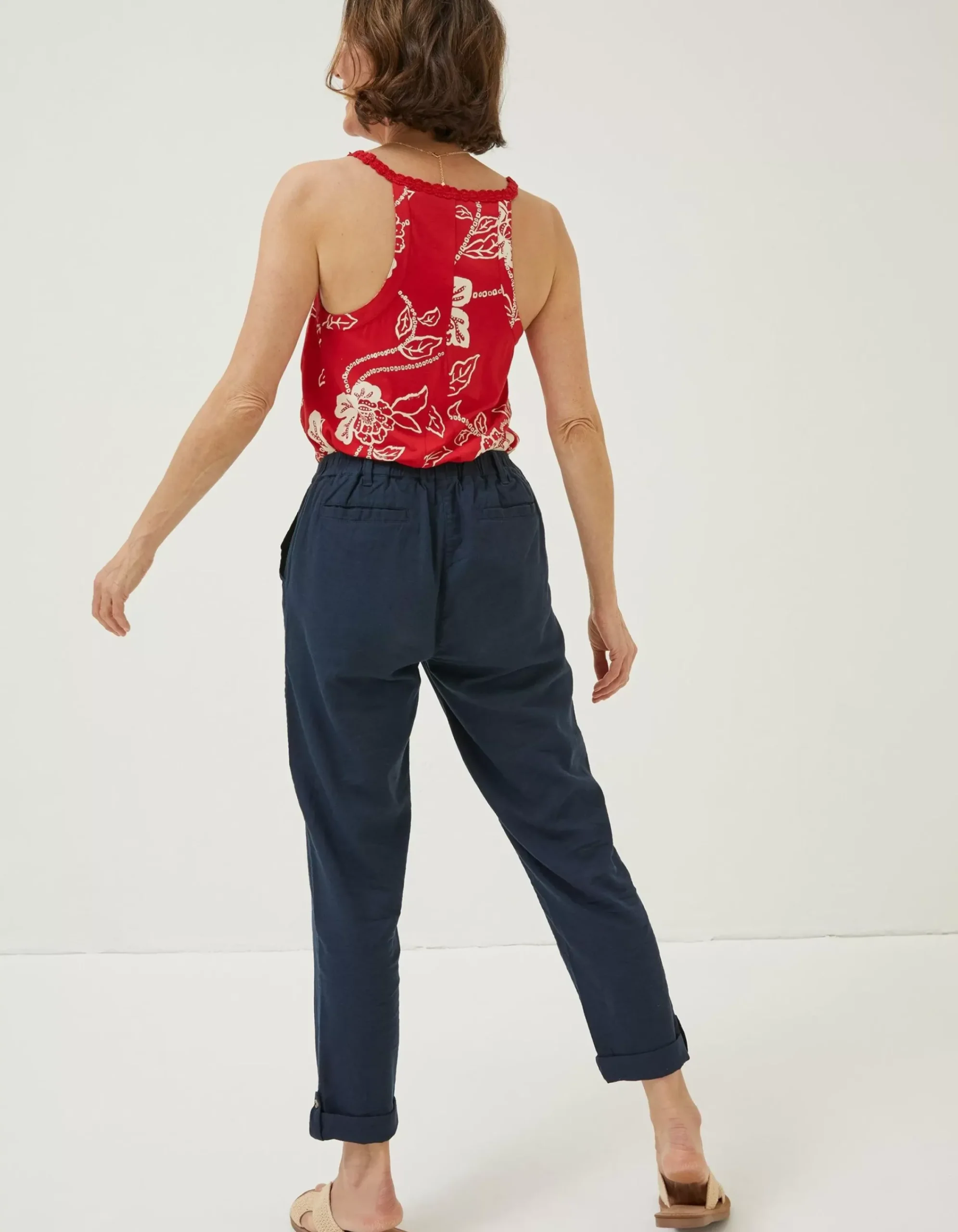 FatFace Austell Linen Blend Jogger Navy Sale