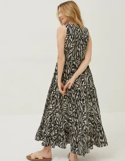 FatFace Avery Paint Stroke Midi Dress Black