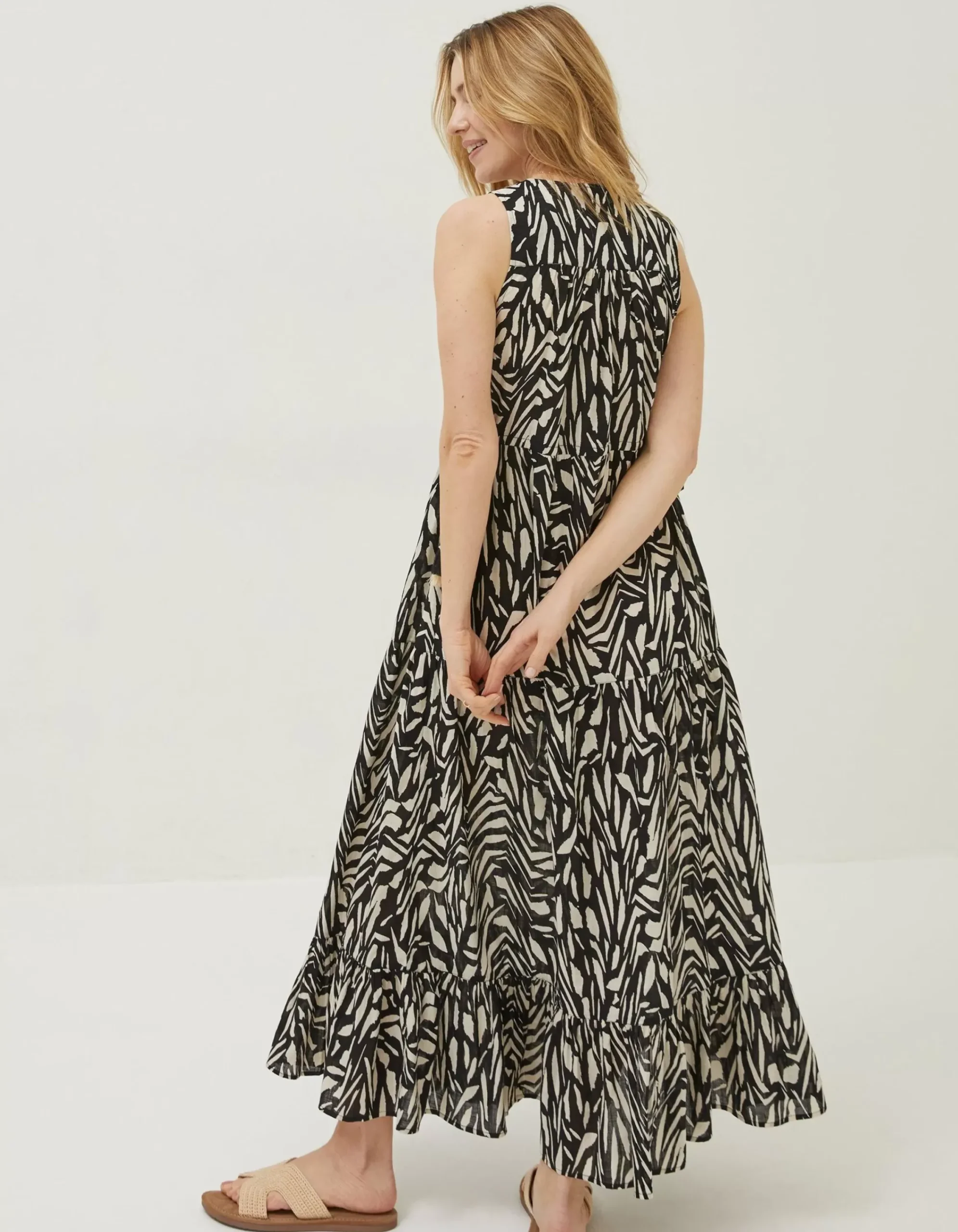 FatFace Avery Paint Stroke Midi Dress Black