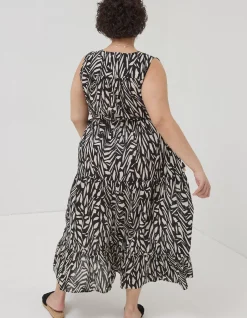FatFace Avery Paint Stroke Midi Dress Black