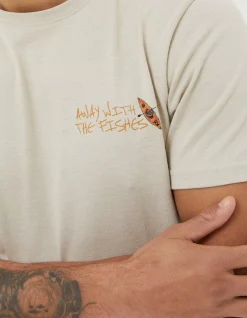 FatFace Away With The Fishes T-Shirt Washed Natural Clearance