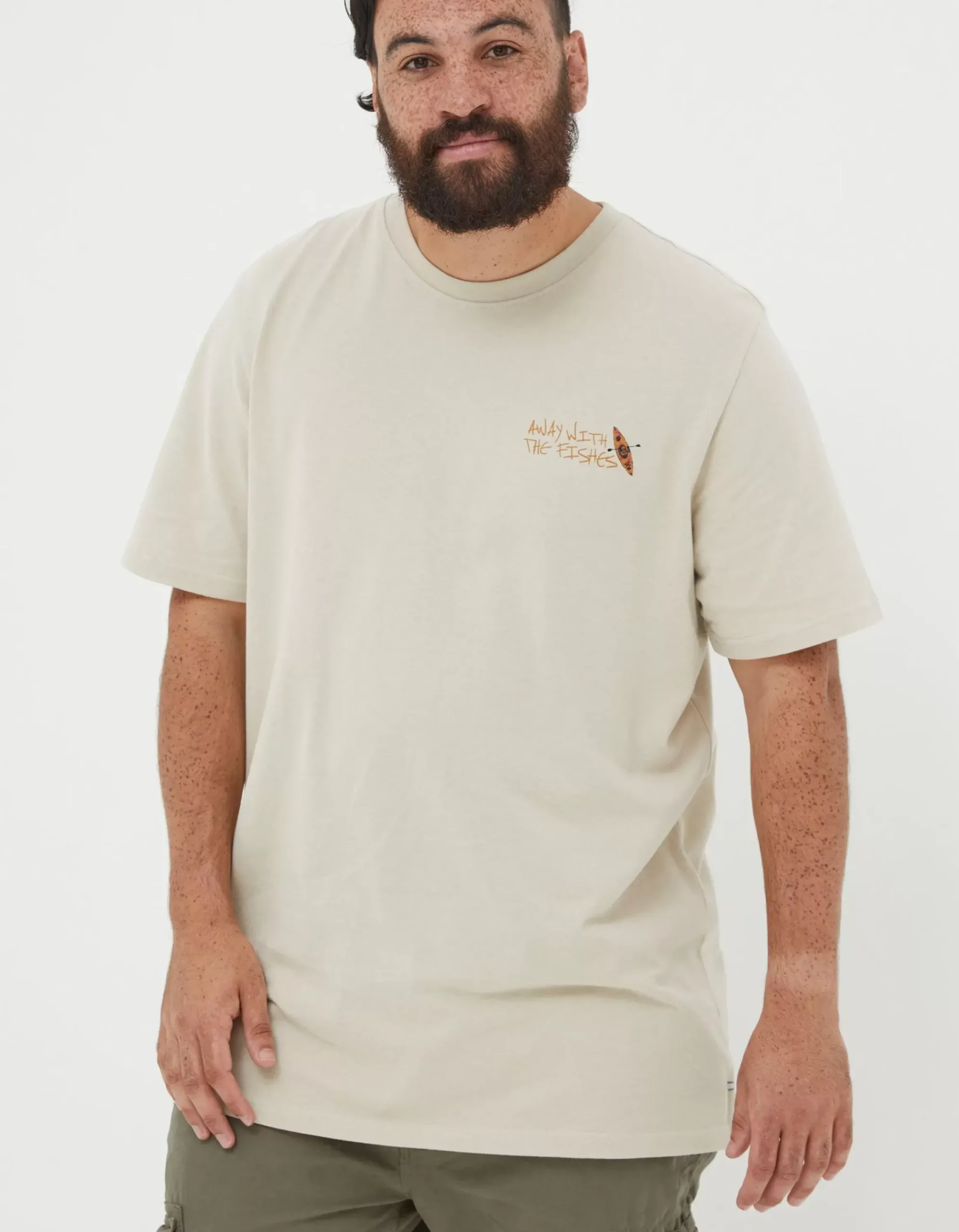 FatFace Away With The Fishes T-Shirt Washed Natural Clearance