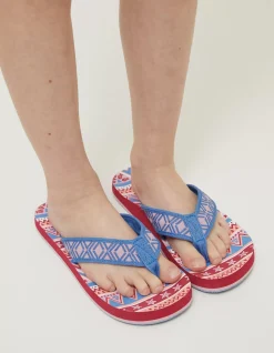 FatFace Aztec Flip Flops Raspberry Red Discount