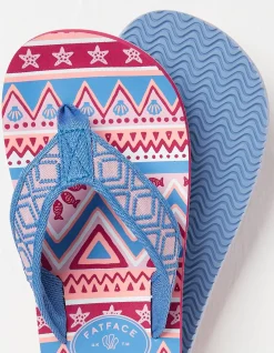 FatFace Aztec Flip Flops Raspberry Red Discount