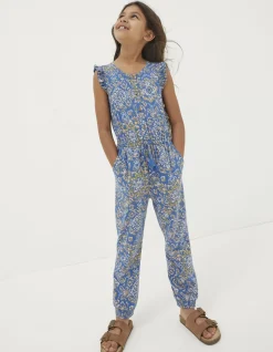 FatFace Aztec Printed Jumpsuit Washed Blue Best