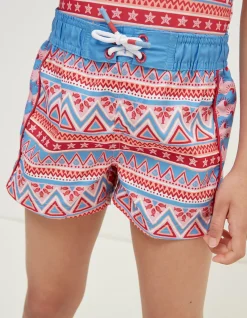 FatFace Aztec Swim Shorts Raspberry Red Sale