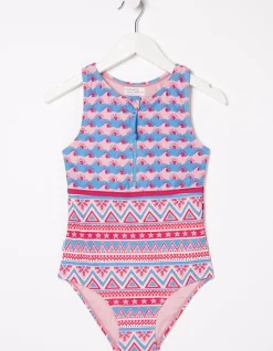 FatFace Aztec Swimsuit Raspberry Red New