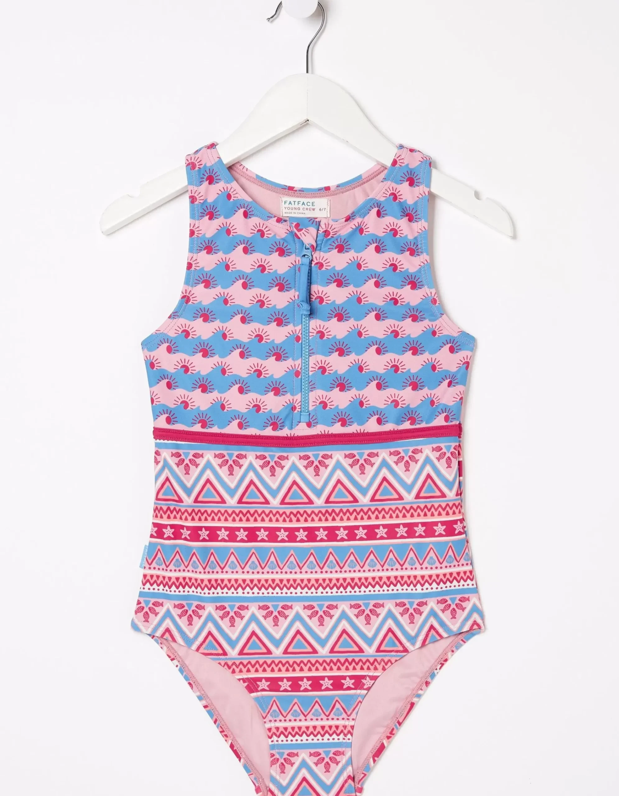 FatFace Aztec Swimsuit Raspberry Red New