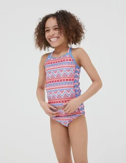 FatFace Aztec Tankini Raspberry Red New