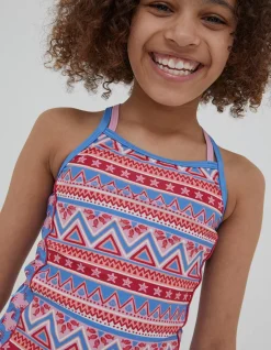 FatFace Aztec Tankini Raspberry Red New