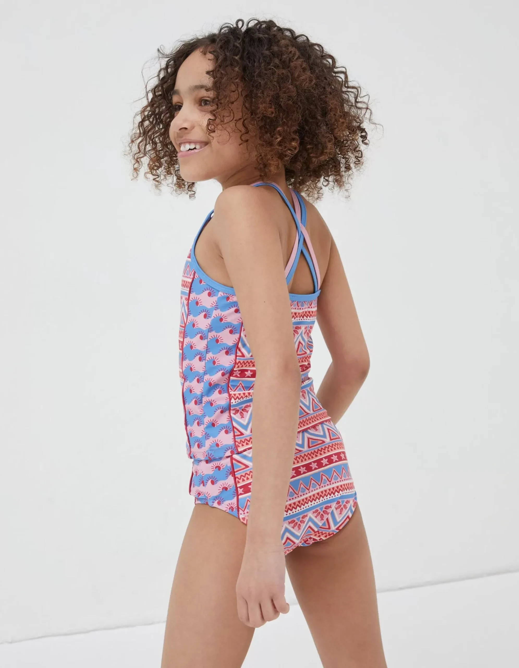 FatFace Aztec Tankini Raspberry Red New