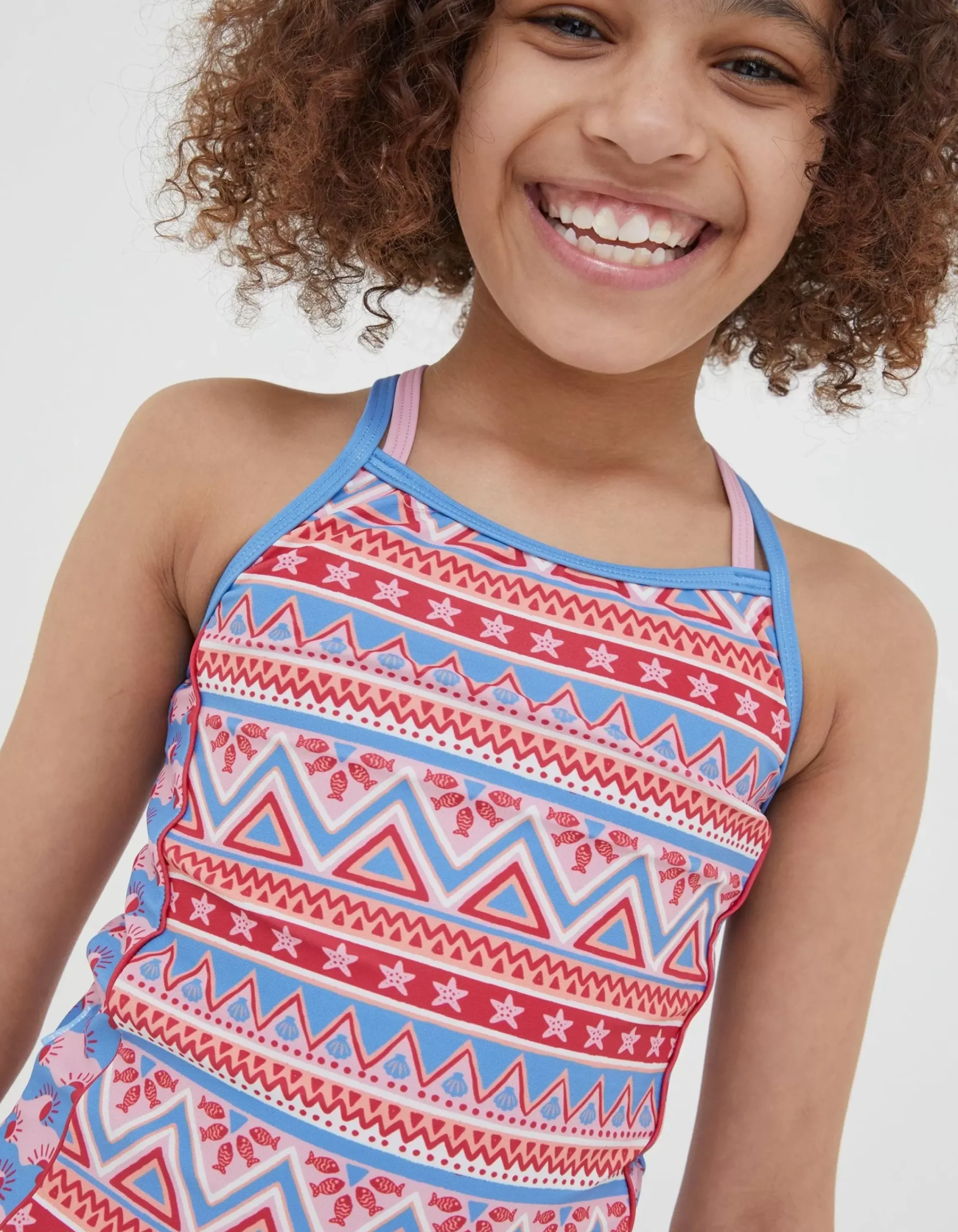 FatFace Aztec Tankini Raspberry Red New