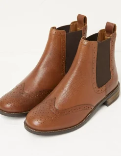 FatFace Bea Chelsea Boots Tan New