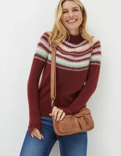 FatFace Bea Yoke Fairisle Jumper Raspberry Red