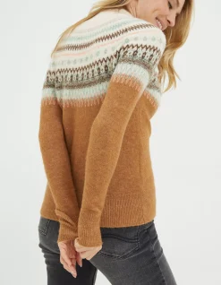FatFace Bea Yoke Fairisle Jumper Brown Sale